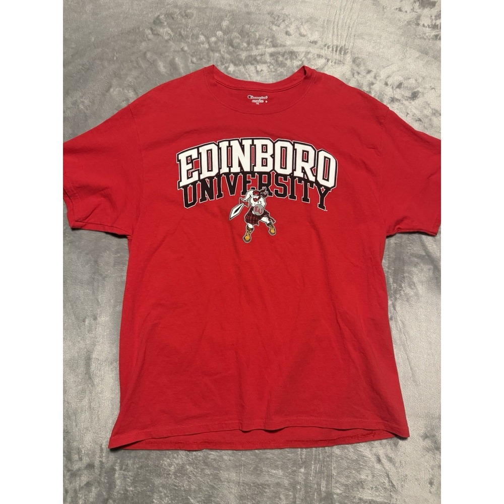 Champion T-Shirt Mens XL Red Edinboro University Fighting Scots Short Sleeve - Picture 1 of 5